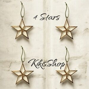 Bubbled Glass(SET OF 4) Five-Star Christmas Ornaments Clear/Brass
Hearth & Hand